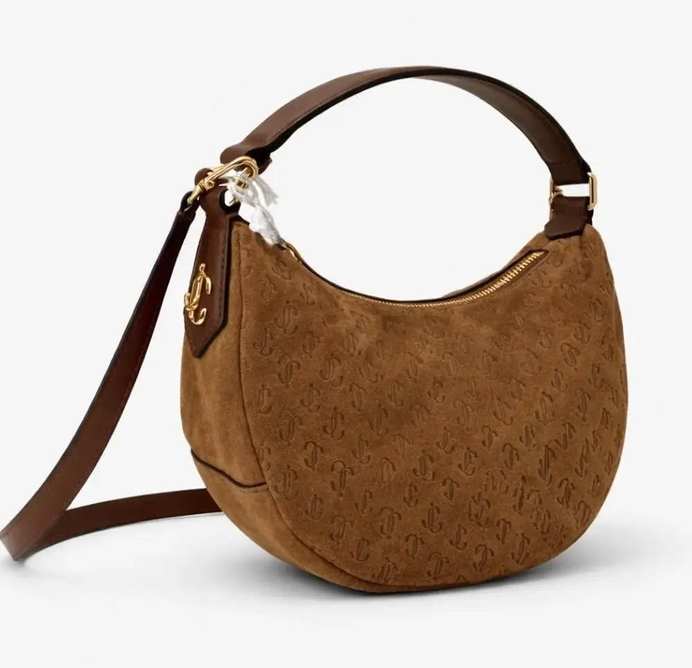 Jimmy Choo light Brown Suede Hobo crossbody Bag
